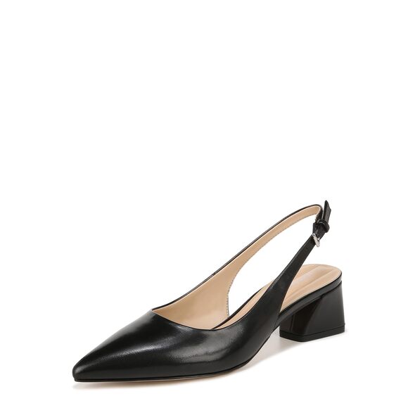 Franco Sarto Womens Racer Slingback Low Block Heel Pointed Toe Pump Black 7